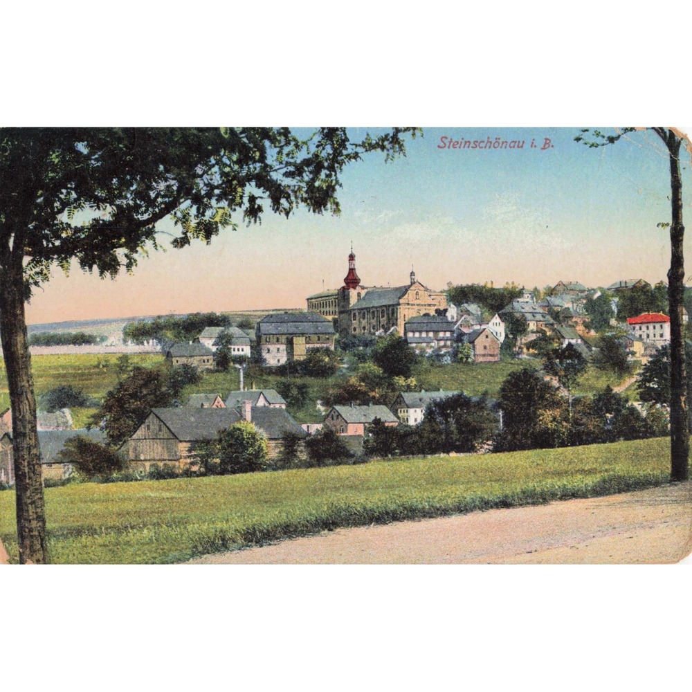 Vtg Steinschonau i. B. Bohemia Kamenicky Senov Czech Republic Town View Postcard - Picture 1 of 2